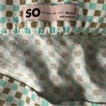 SO  Clothing Y2K Diamond Mini Skirt (S) – Blue Green Rayon Geometric Retro Photo 3