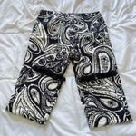 Trina Turk  Womens 6 Blue White Paisley Tassel Hem Pants Flat Front Side Zip Photo 8