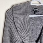 Allison Brittney  mixed texture longline ruffle neckline front tie cardigan sz M Photo 3