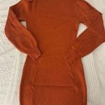 Orange Ribbed Sweater Dress Size M Photo 0