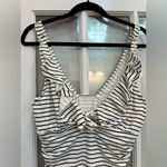 Ralph Lauren RL Lauren Black White Ruffled Striped Tankini Top Underwire Size 16 Photo 2