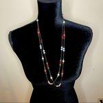Van Heusen  Beaded 40” Long Layering Necklace Turquoise and Burgundy Stones Photo 0