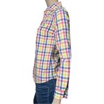 J. McLaughlin  Women’s 2 White Pink Blue Green Shadow Stripe Button Down Shirt Photo 2