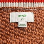 Aerie  Women's Oversized Varsity Cardigan Button Up Sweater Orange Brown Size L Photo 4