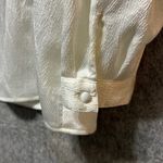 Vintage Button Down Top Textured Career Blouse Long Sleeve Size 14 Secretary White Photo 3