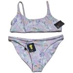 Skatie NEW Pastel Marble Watercolor Bikini Resort Vacation Beach Top XL Bottom L Photo 1