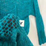 American Eagle  Lightweight Open Knit Crocheted Cottagecore Y2K Teal Sweater S Photo 5