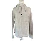 prAna Wool Blend Quarter Zip Hoodie Pullover Gray Rib Knit Women’s Small Photo 7