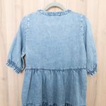 Vogue Tex Womens Washed Denim Dress Size M Blue Tiered Cottage Boho Prairie Size M Photo 6