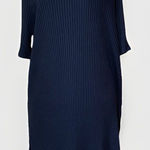 Eileen Fisher Womens L Black Ribbed Tencel Stretch Knit Dress Minimalist Office Photo 0