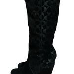 Coach Angie Signature Black Suede Wedge Boots Photo 3