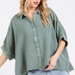 Mittoshop  Mineral Wash Gauze Dolman Sleeve Button Down Shirt‎ Photo 2