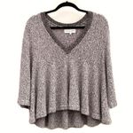 Apiece Apart Cropped Swing Neutral V-Neck Marled Sweater Medium Photo 0