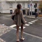 ZARA NEW  Short Knitted Coat With Scarf Oversized Wool Blend Gray Women's XS Photo 1