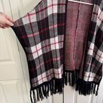 Pink Rose  plaid poncho fringe size small Photo 1