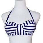 Ebuddy Retro 50s Blue Stripe Underwire Bikini Halter Swim Top sz MEDIUM Photo 0