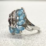 10k Size 7 Fancy Solid White Gold Blue Topaz Ring Photo 3