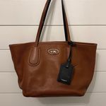 Coach Pebbled Leather Tote Bag Brown Black Shoulder Bag Handbag Purse Photo 0