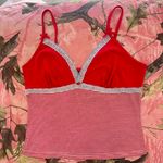 Romwe y2k coquette red rose stripe lace bow babydoll cami Photo 0
