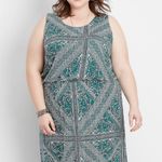 Maurice's 24/7 Green & White Printed Strappy Back Maxi Dress Photo 0