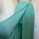 ZARA Trafalu Maxi Skirt Sz L Teal Fairy Boho Coastal Y2K Pull On Flowy Pockets Photo 2