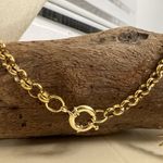 18K Gold Plated Rolo Chain Holder Necklace Stainless Steel Womens Jewelry Photo 9