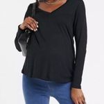 ASOS DESIGN Women’s V Neck long sleeve Maternity nursing top in black size 6 Photo 0