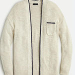 J.Crew Cream Cardigan Beach Sweater with Navy Contrasting Trim - Size - Large Photo 0