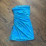 SheIn Blue Floral Ruched Dress Photo 2