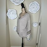 Entro Long Balloon Sleeved Tan/Cream Oversized Mixed Media Blouse Size S Photo 5