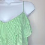 Free People  Flutter Away Green Stripe Ruffle‎ Dress Size S Photo 6