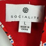 Socialite  Mini Dress Womens Large Red White Floral‎ Ditsy Cutout V-Neck Bohemian Photo 5