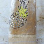 BCBGMAXAZRIA Vtg Y2K Velour Hoodie Track Jacket M Beige Rhinestone Graphic Flame Photo 7