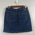 Boden dark wash mini denim front slit seam skirt size 8 Blue Photo 3
