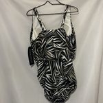 MiracleSuit NEW WITH TAG SIZE 22W Black and White Zebra Bodysuit BUILT IN BRA Photo 9