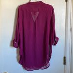 Iz Byer 🌞 Sheer Maroon V Neck 3/4 to Long Sleeve Portofino Blouse Photo 9