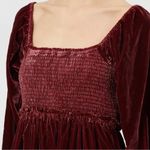 Free People Daphne Velvet Mini Dress Roan Rouge Rust Size Small NWT Babydoll Photo 2