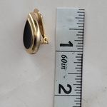 Vintage Gold Tone Black Teardrop Clip Photo 6