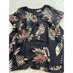 Estelle Capri Sunset Print Top Plus Size Black Floral Print Shark Bite Hem 14W Photo 2