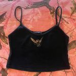 Brandy Melville rare black embroidered gold angel cami Photo 4