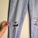 We The Free  Distressed High Rise Light Wash Button Fly Jeans Straight Raw Hem 24 Photo 4