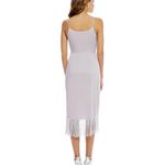 Gianni Bini NWT Fringe Wrap Midi Prima Dress Pebble Purple Flapper Nightlife S Photo 1