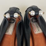 Lanvin Black Leather Ballerina Flats with Pearl Ankle Strap in Size 36 37 Photo 2