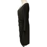 Ralph Lauren Lauren Women's V Neck Jersey Surplice Chic Midi Dress Black Size 10 Photo 4