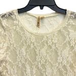 BKE Large Tan Floral Lace Sheer Long Sleeves Fitted Top Y2K Photo 1