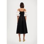 Sleeper Arle Ruffled Linen Midi Dress Black & White Womens Size Large Photo 3