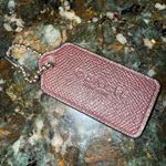 Coach NEW YORK Burgundy Leather Key Fob Bag Charm Keychain Hang Tag Photo 0
