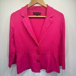 Jones New York Hot Pink Knit Button Front Peplum Cut 3/4 Sleeve Blazer Size M Photo 0