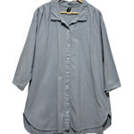 MiB Women Tunic Top 2X Slate Blue Button Front Textured Cotton Lagenlook Coastal Photo 0