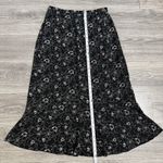 Norton Mcnaughton  Midi Skirt Black Floral Lightweight 1/2 Elastic Waist Size L Photo 8